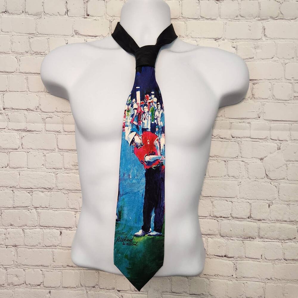 Richard Wallich Sports Golf Men's Art‎ Necktie Golfing Club Sports Silk Blue